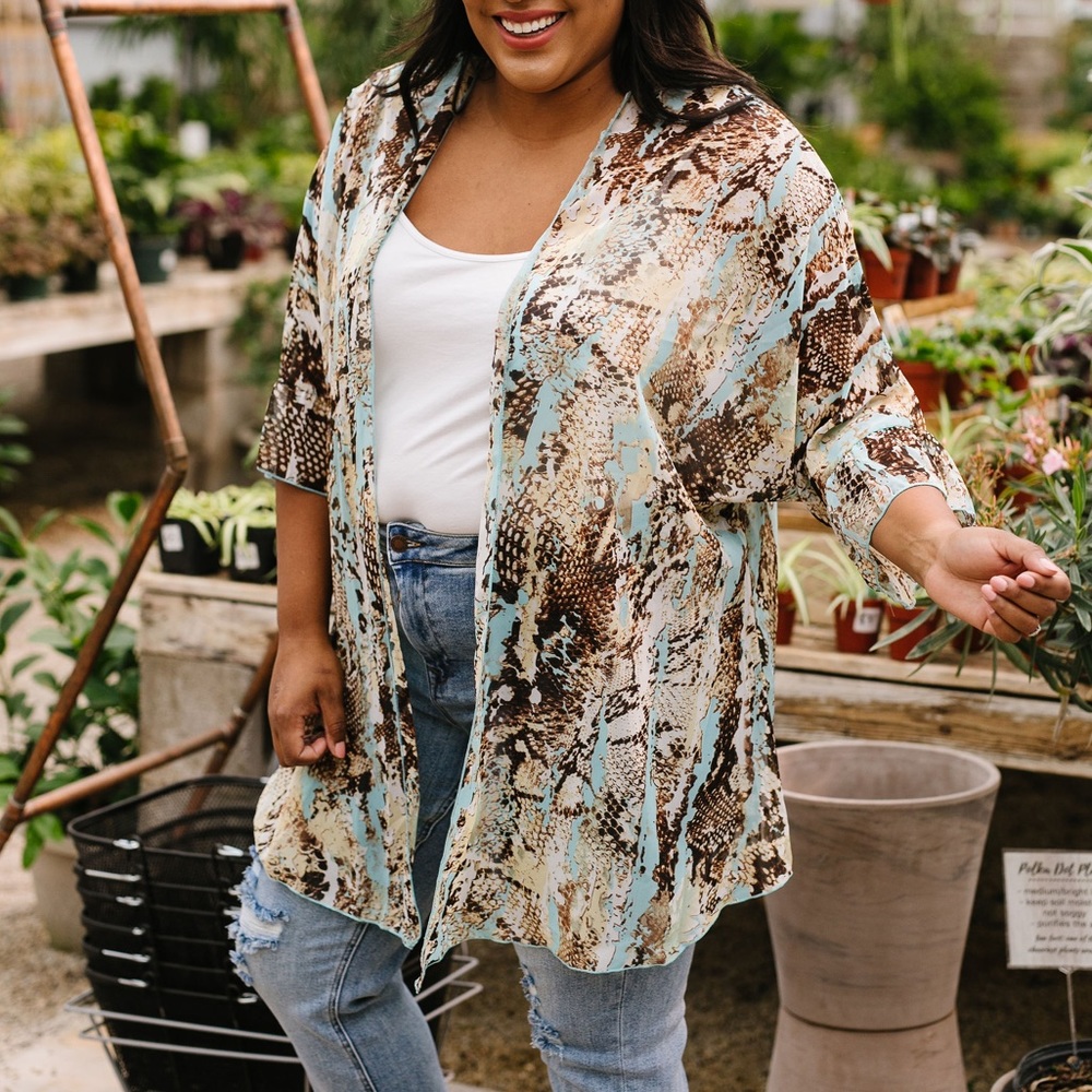SUMMER SALE❗️Chiffon Scales Kimono in Snakeskin - Picture 1 of 8